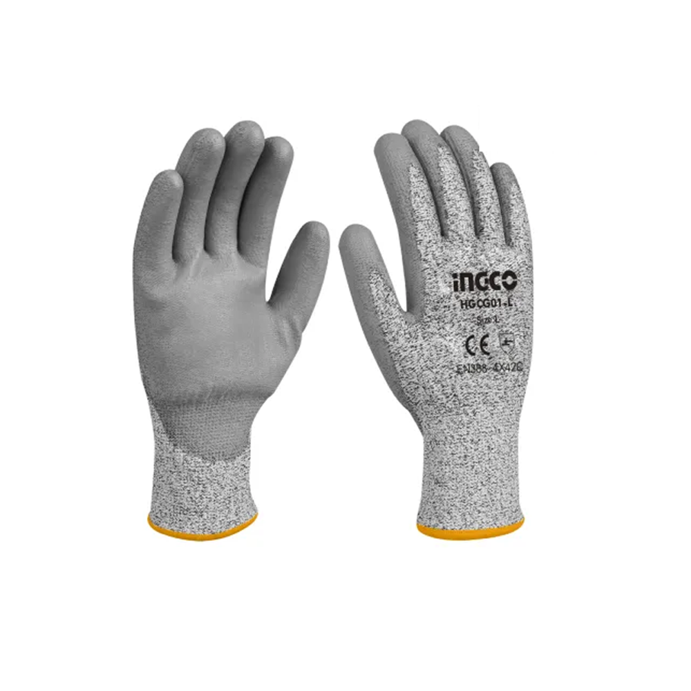 Ingco HGCG01 Cut Resistant Hand Glove - 1 Pair - Gray