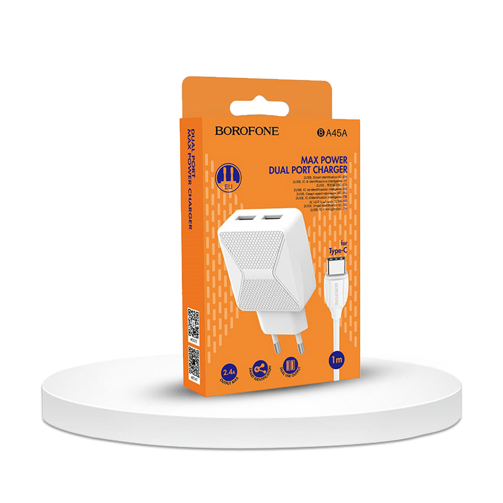 BOROFONE Ba45A Lighting Type C Charger - White