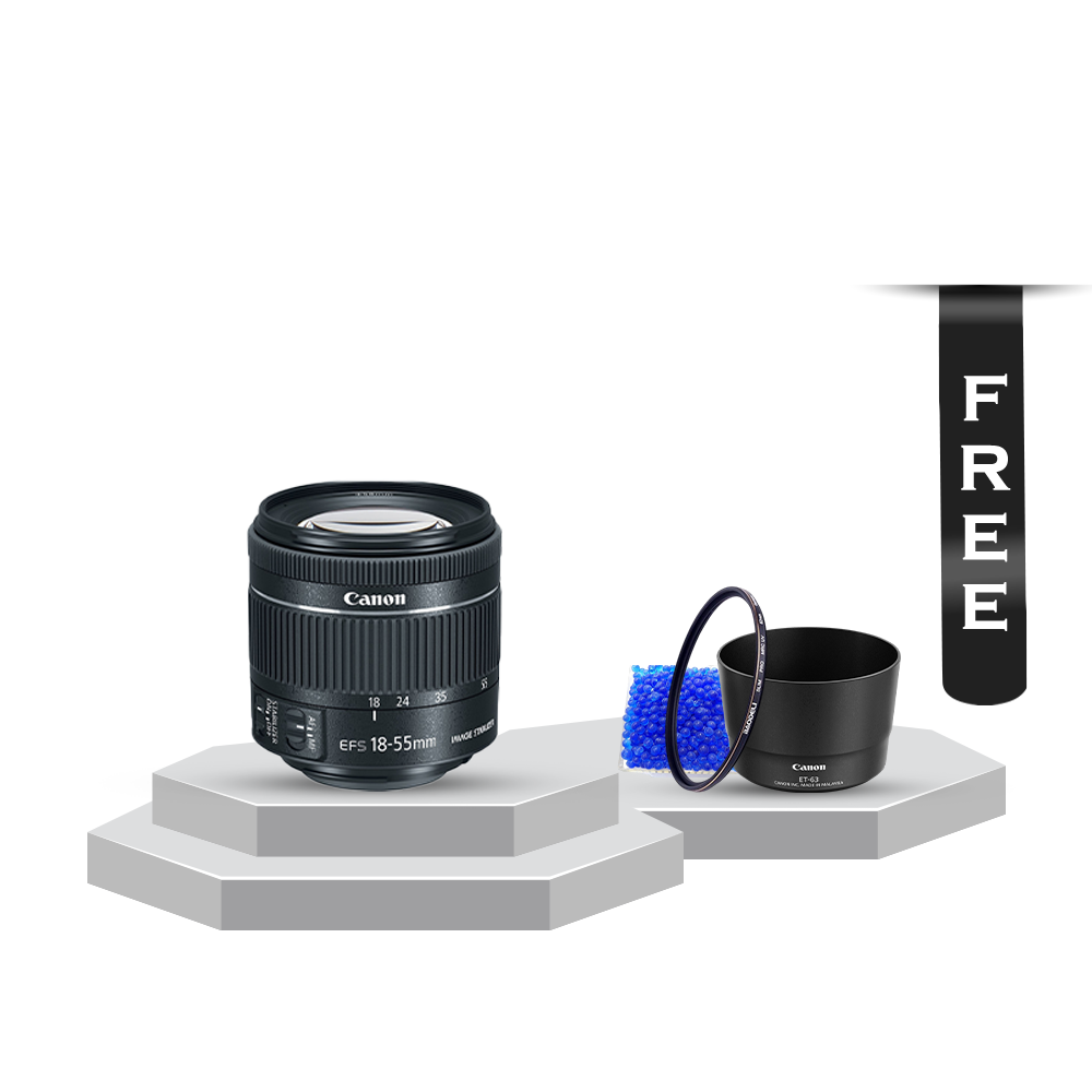 CANON EF-S 18-55mm f/3.5-5.6 IS STM Lens With Lens Hood - Lens Filter and Silica Gel