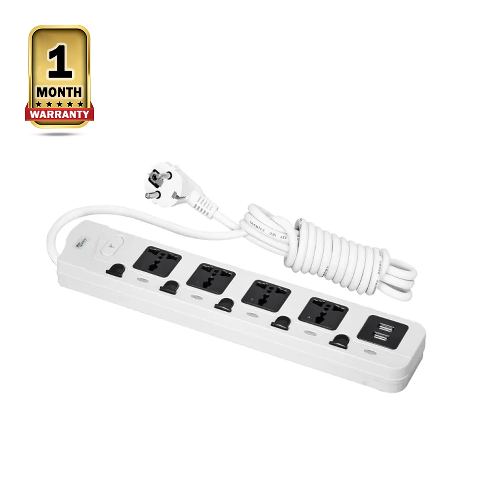 Many MTS-158 2Pin Heavy Duty 4 Gang 2 USB Fast Charging Multiplug - 3 Meter