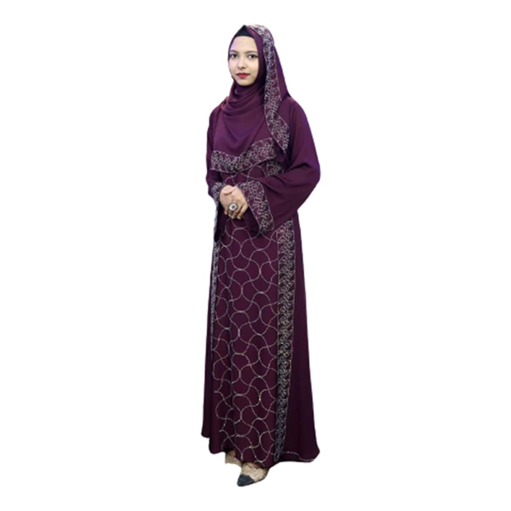 Dubai Cherry Borkha With Hijab For Women - Purple - BK-P34