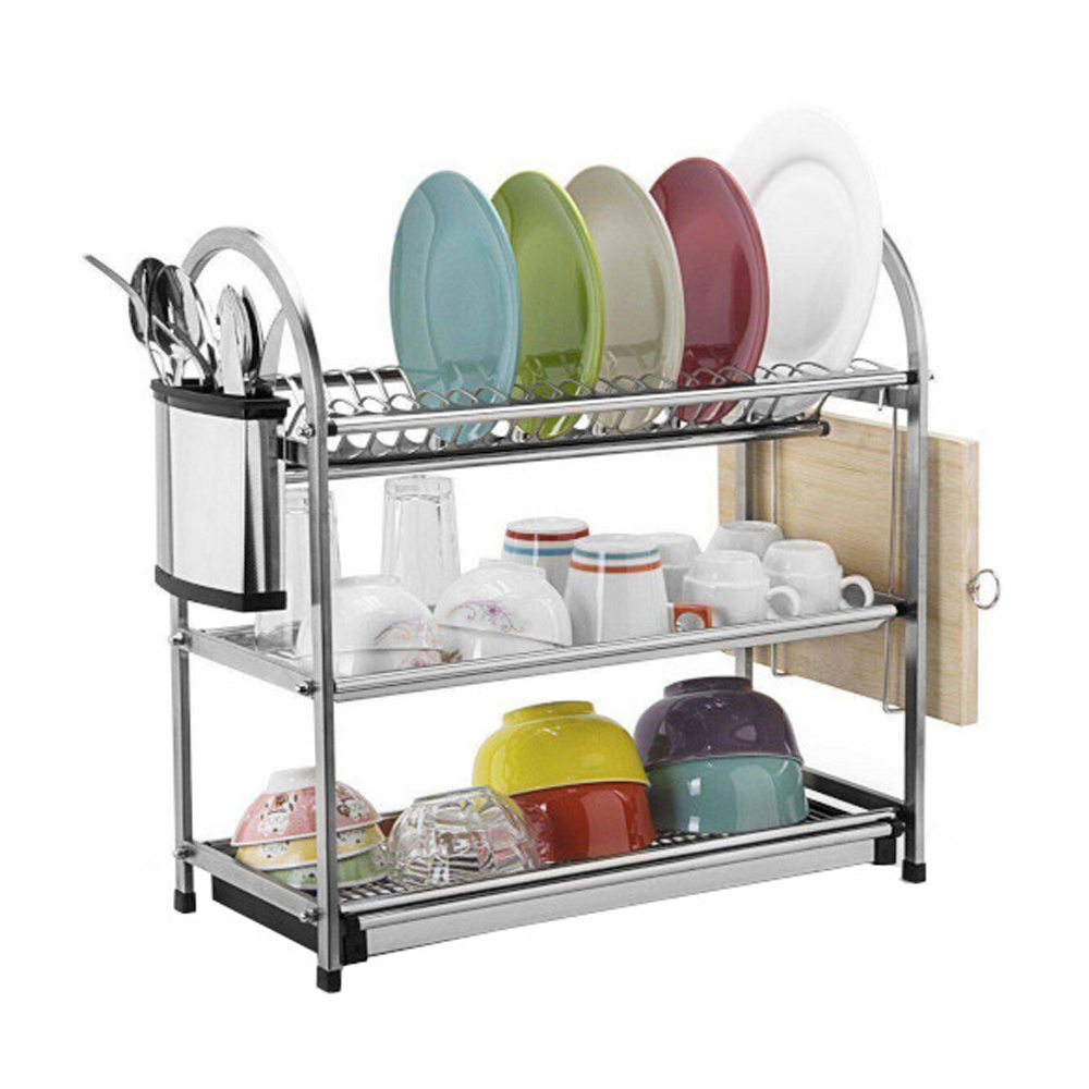 Binca Stainless Steel Kitchenware 2 Layer Dish Rack Silver