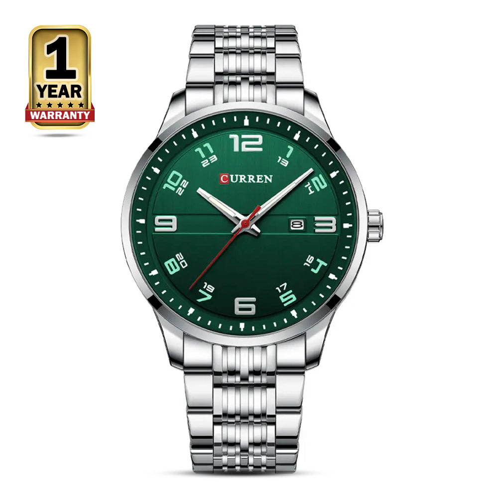 Curren 8411 Stainless Steel Analog Watch For Men - Silver And Green