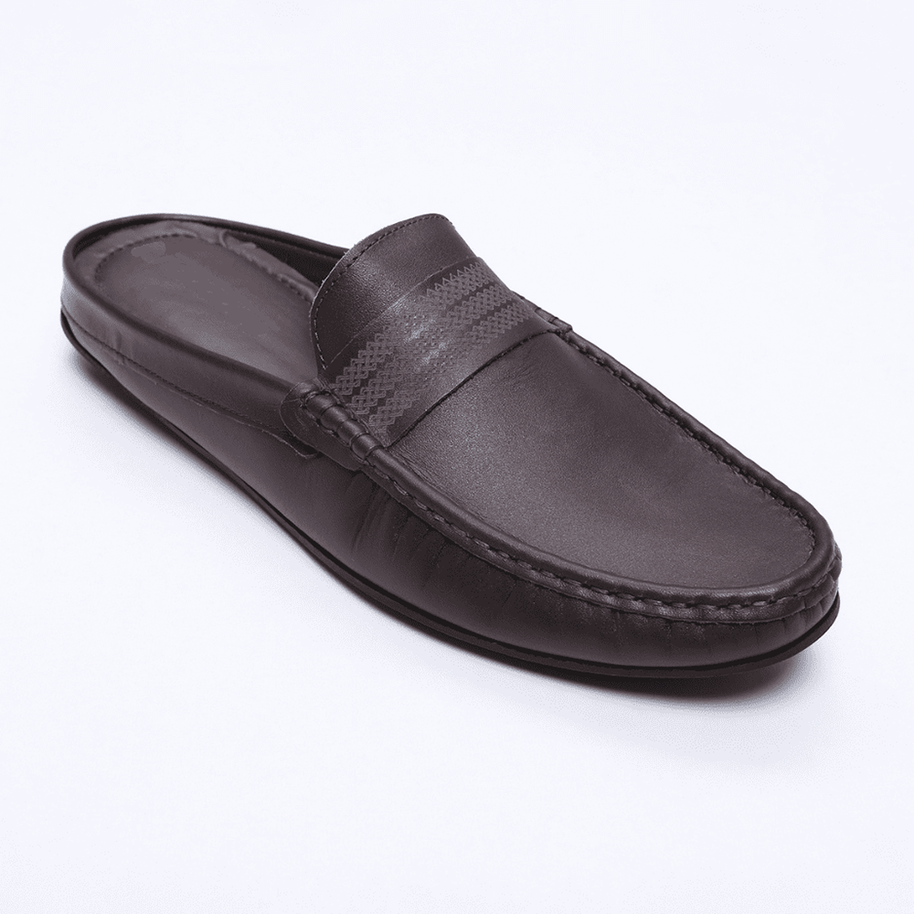 Elite Leather Half Loafer Shoe For Men - Chocolate - HL 2407