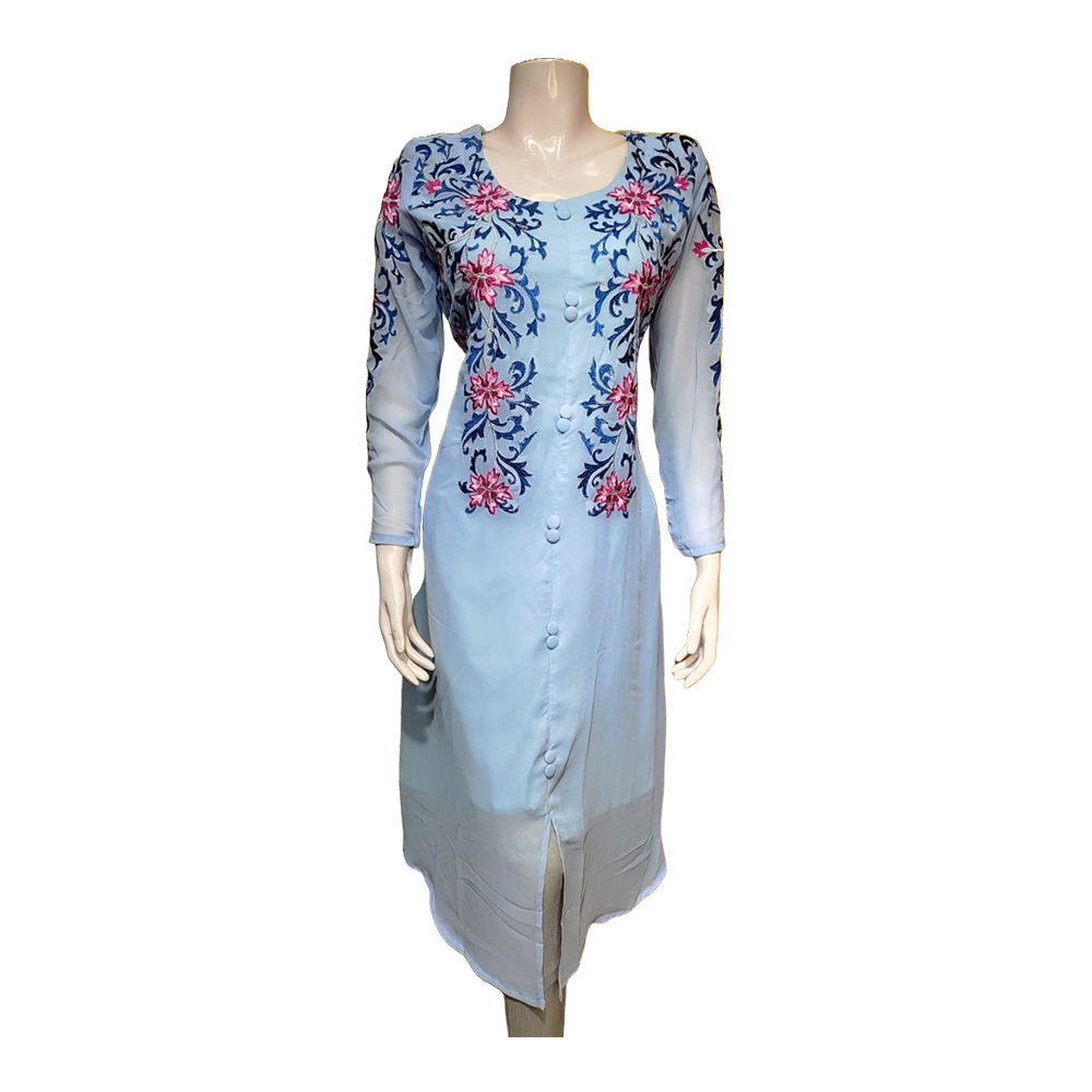 Soft Georgette Stitched Gown for Women - Sky Blue - SGE-01