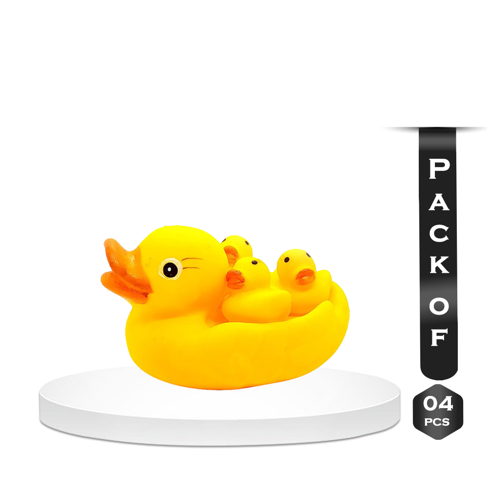 Set of 4 Pcs Rubber Floating Duck Family Bath Set - Yellow - 124007952