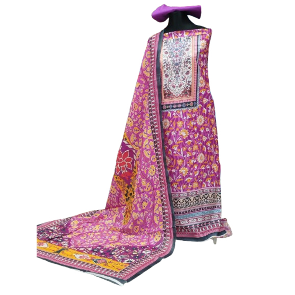 Unstitched Swiss Cotton Digital Printed Salwar Kameez For Women - Multicolor - 3A-T20