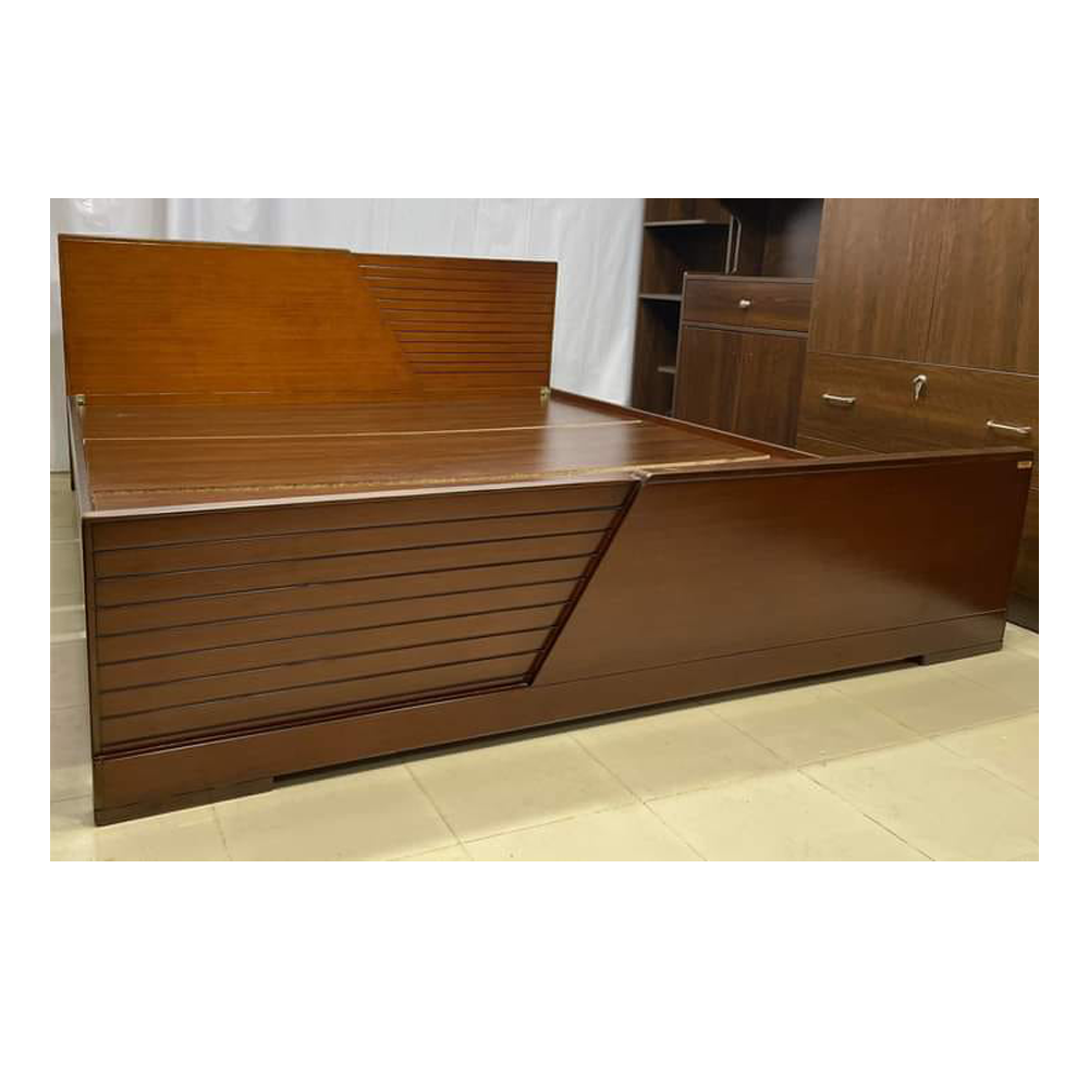Oak Veneer Process Wood Double Bed - 5 x 7 Feet - Brown - SDFB008