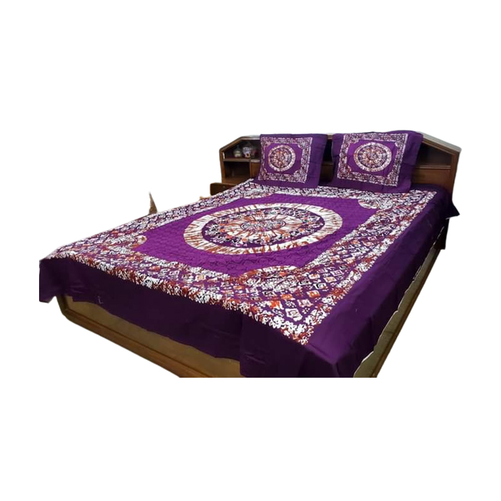 Cotton Panel King Size Bedsheet - Purple - ST-289