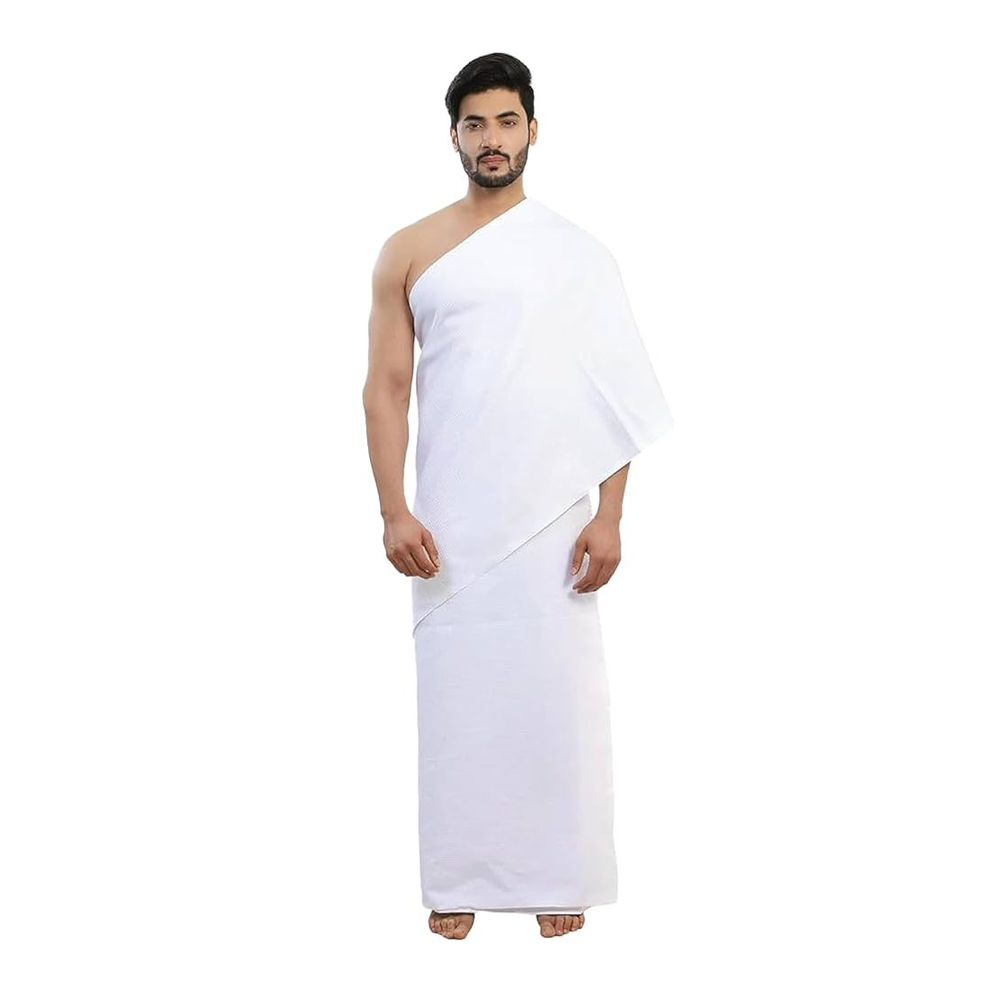 Cotton Premium Quality Hajj Ihram Cloth With Belt - White