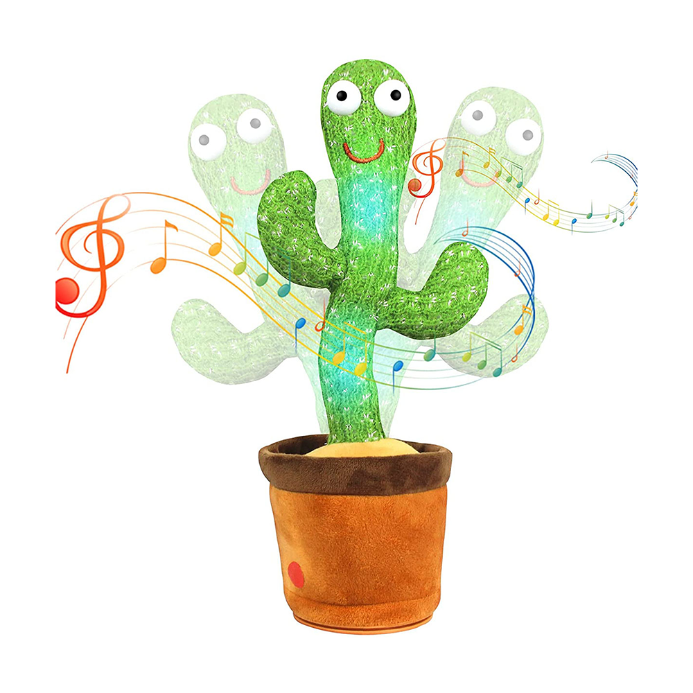 Usb Charging Voice Repeat Dancing & Talking Cactus Stuffed Toys - Green