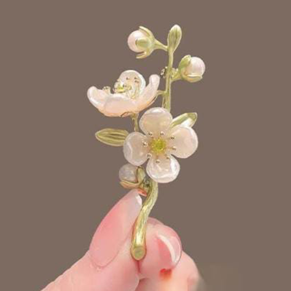 Metal Rose Brooch Hijab Safety Pin For Girls And Women - White - 17