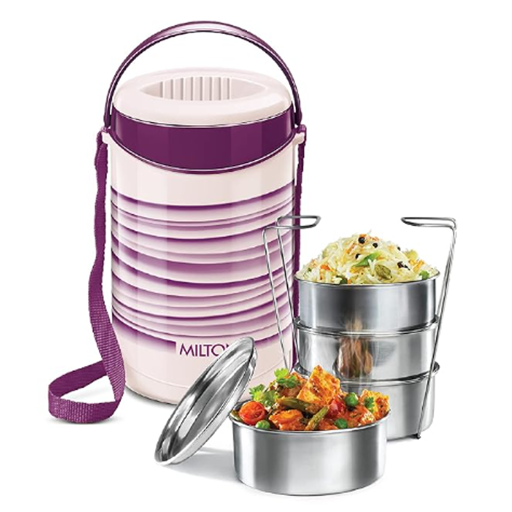 Milton Econa 4 Stainless Steel Lunch Boxes Containers - Purple