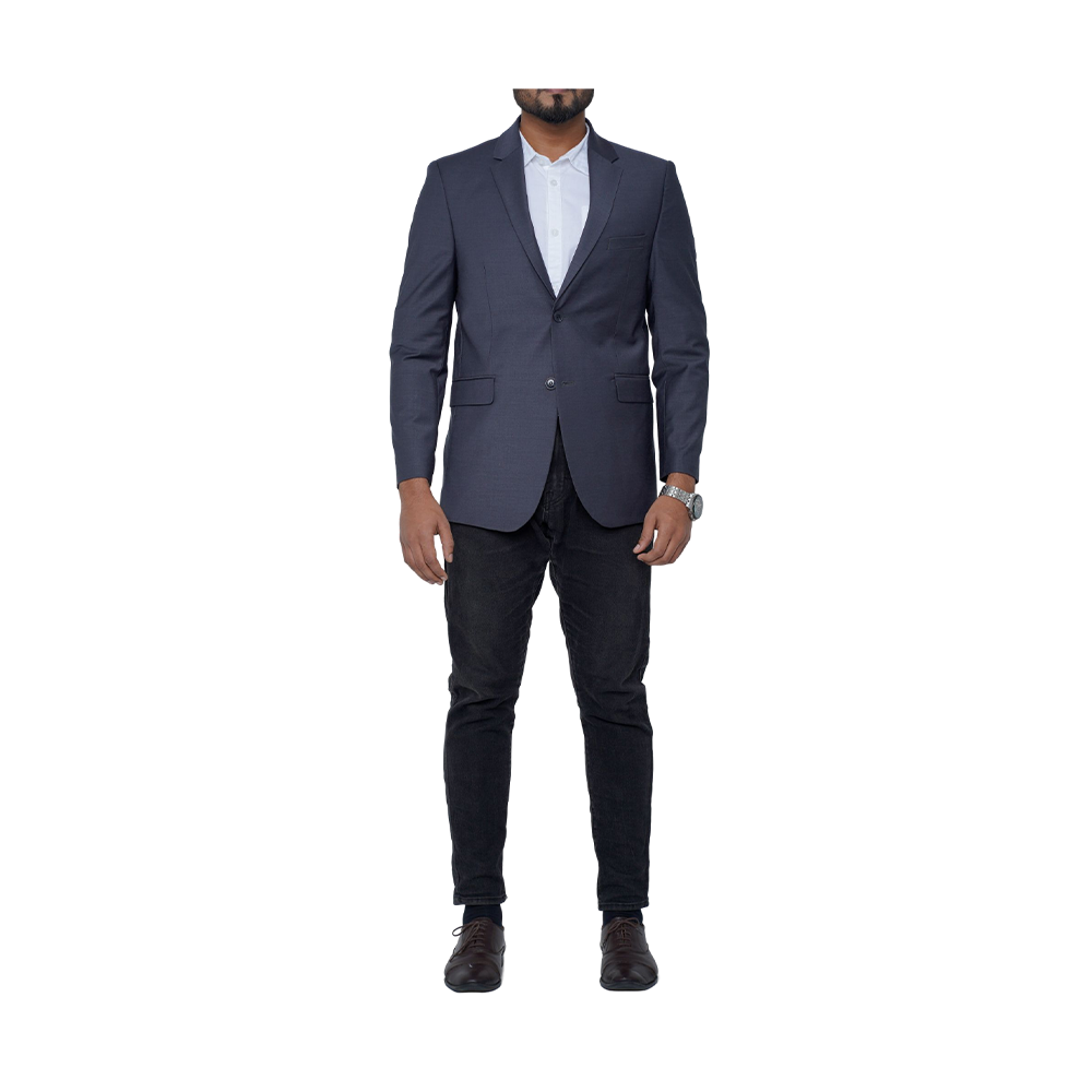 OCODE Cotton Single Blazer For Men - Grey Blue - MB-7809