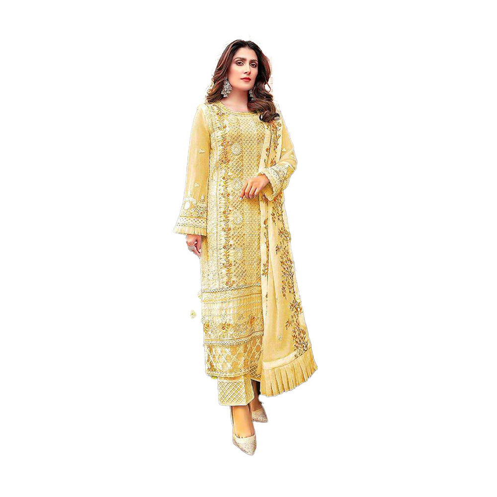 Unstitched Embroidery Work Georgette Shalwar Kameez For Women - Multicolor