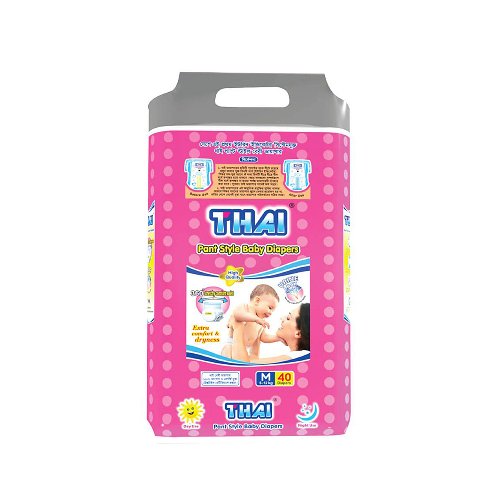 Thai Pant Style Baby Diaper - M - 5 - 12Kg - 40 Pcs