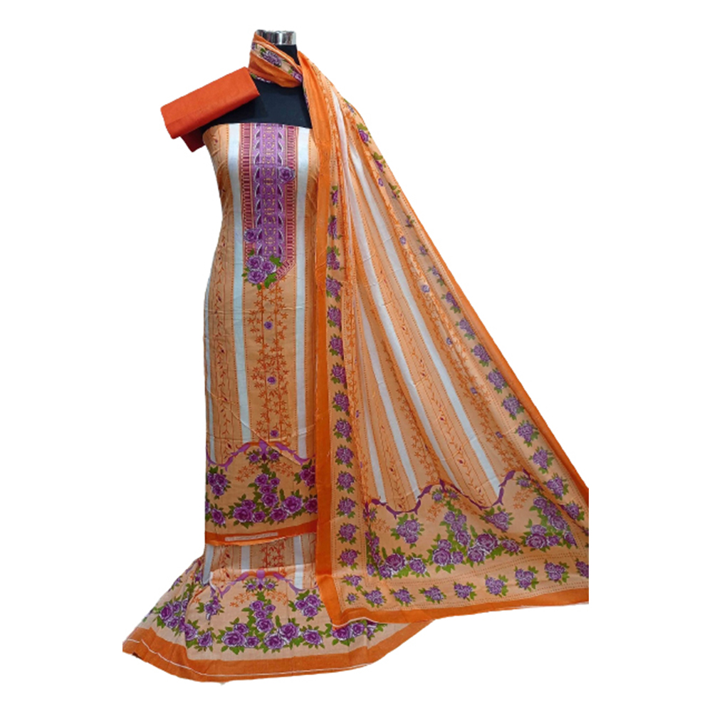 Unstitched Cotton Printed Salwar Kameez for Women - Multicolor - 3R-F09