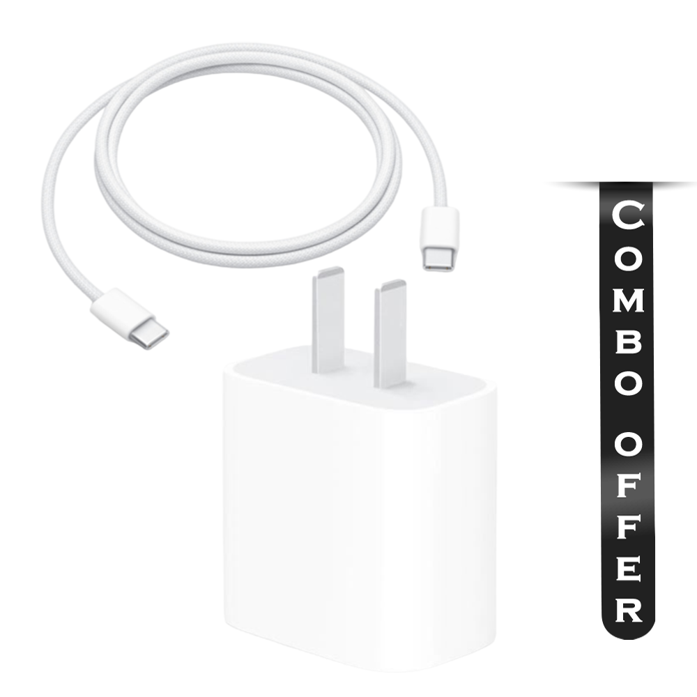 Combo of Apple 20W USB-C Power Adapter and 60W Charge Cable - 1m - Original