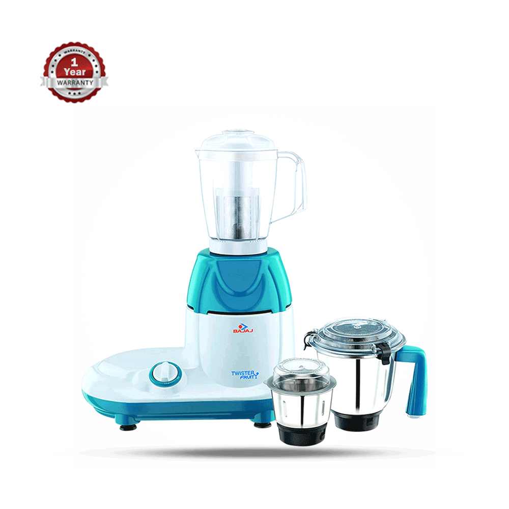 Bajaj bj-02 Twister Neo 750W Blenders Mixer Grinder - 3 Jars - White and Aqua 