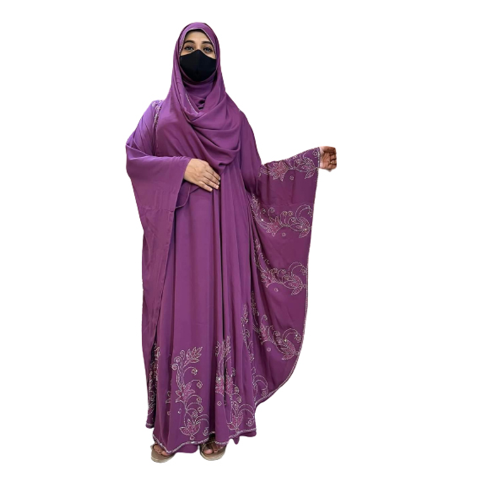 Dubai Cherry Abaya Borkha With Hijab For Women - Purple - BK-P24