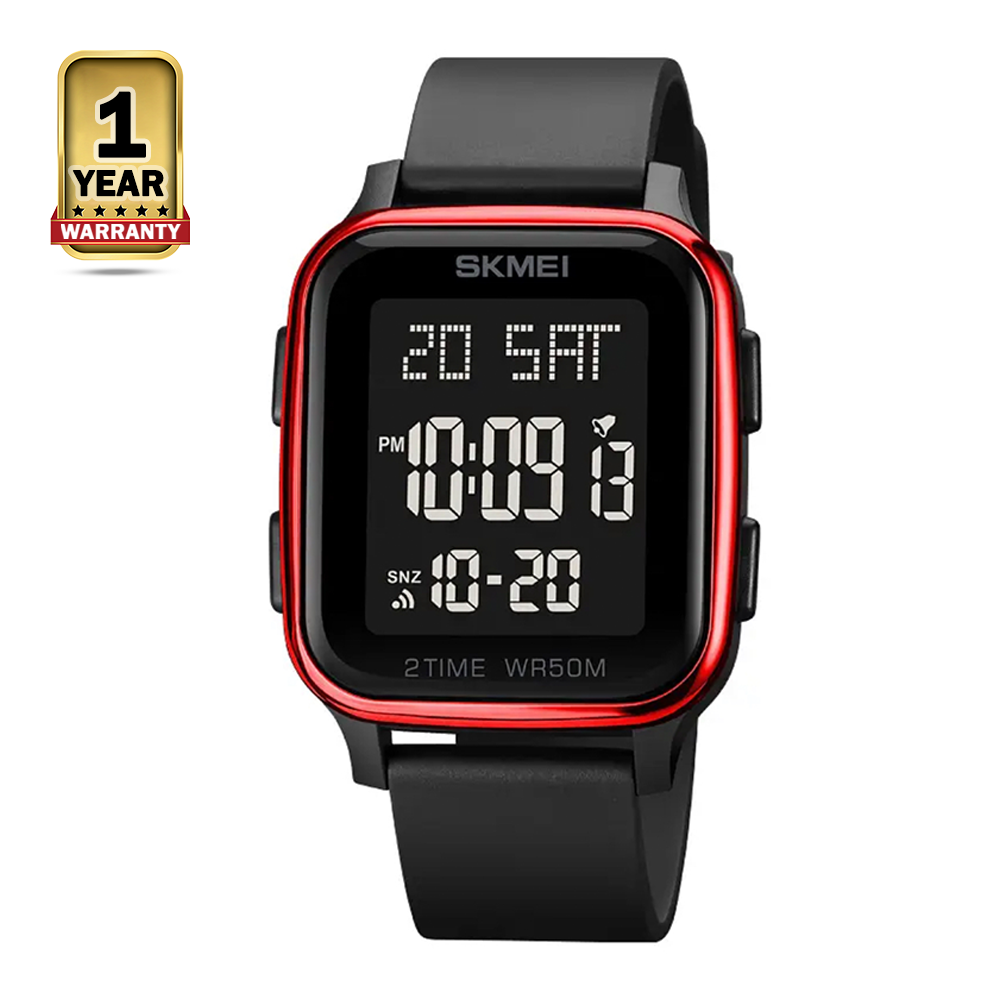 SKMEI 1858 LED Light Digital Movement Waterproof Watch for Men - Red and Black