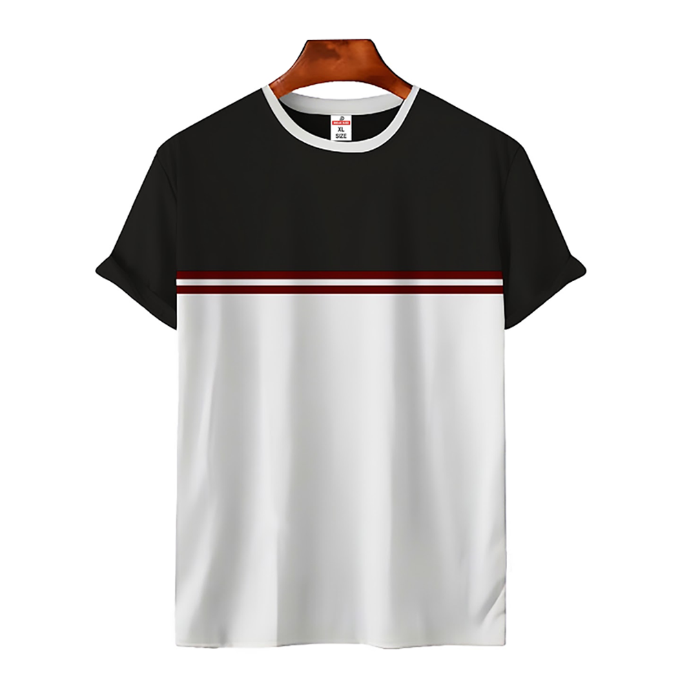 Cotton Half Sleeve T-Shirt For Men - Black and White - DB05