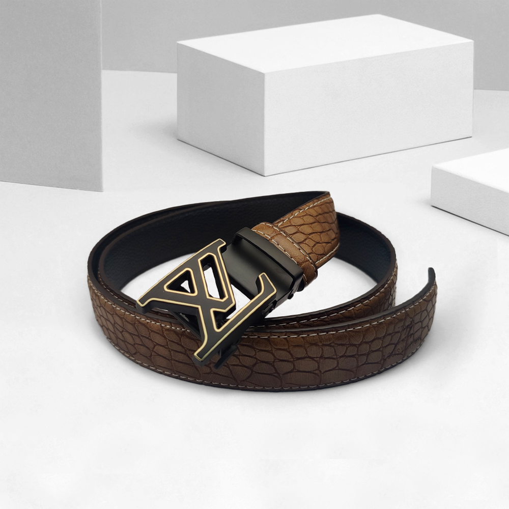 Leather And Metal Belt for Men - Black