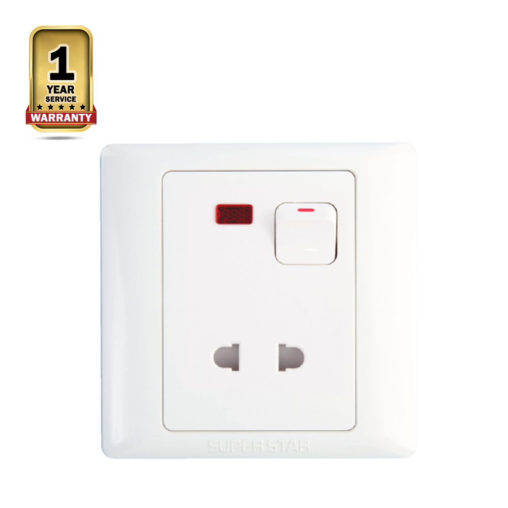 SuperStar Lotus 2 Pin Socket with Switch - White