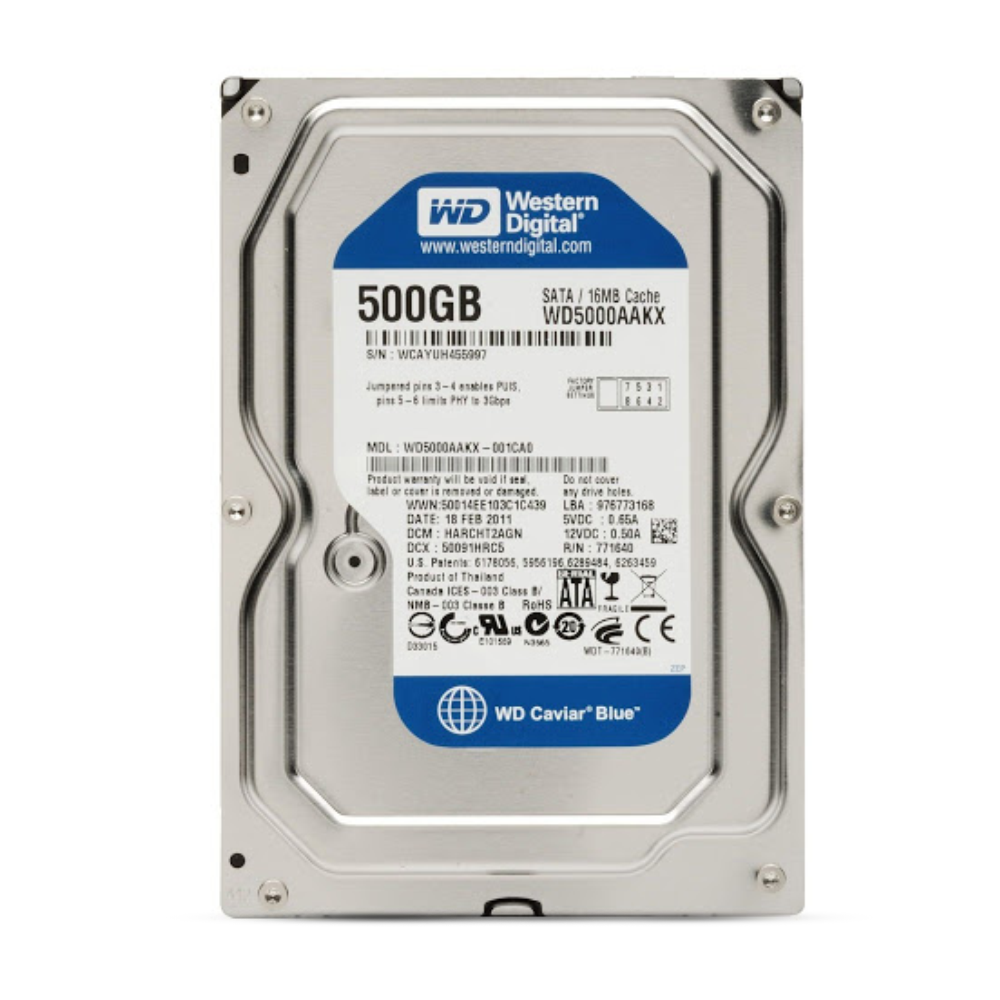 Western Digital WD Blue WD5000AAKX 500GB Hard Drive - White