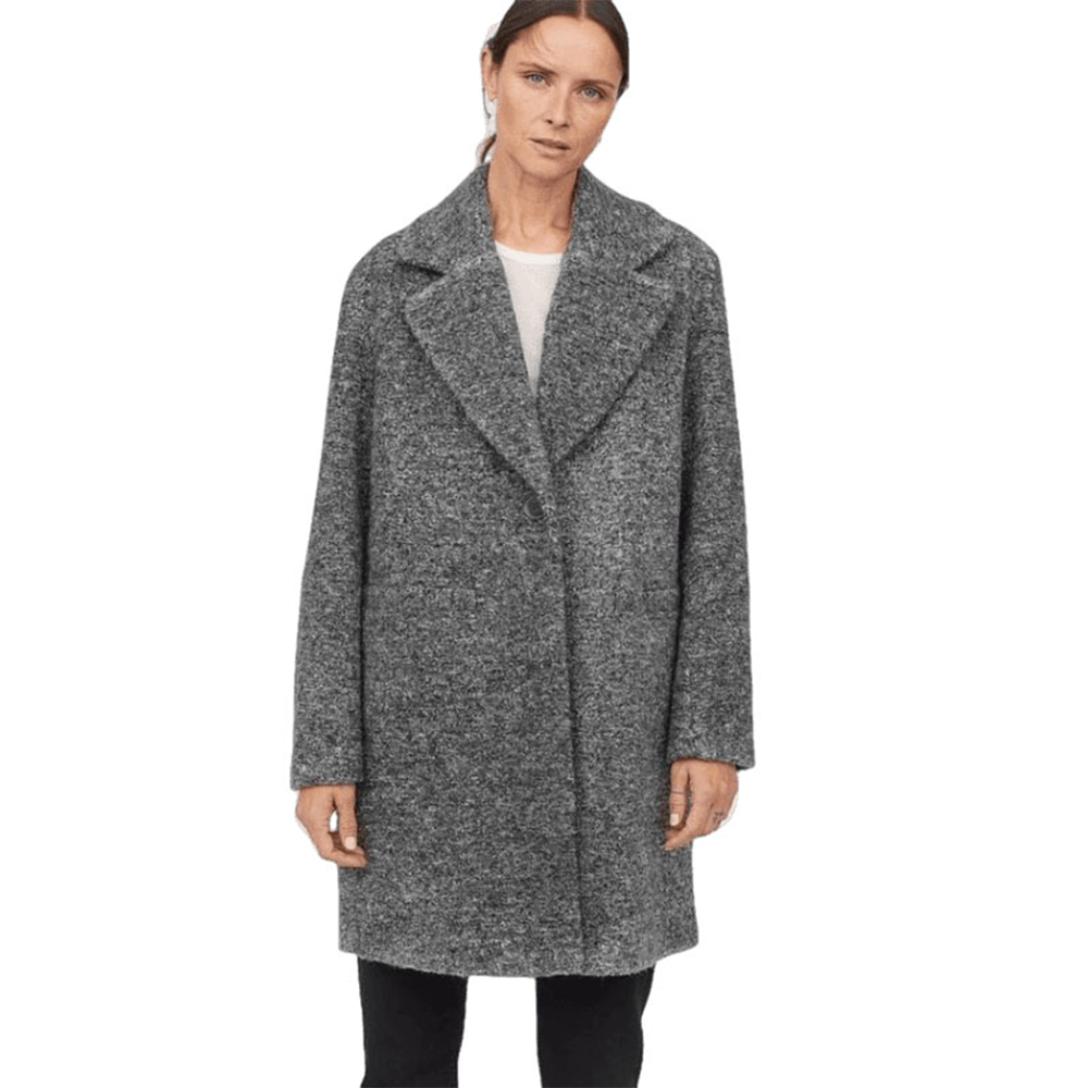 Blended Casual Winter Long Coat For Women - Grey - LC-70