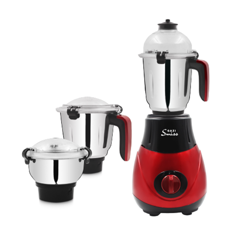 Gazi Velocity Smiss 3 In 1 Mixer Grinder - 1000W - Black and Red