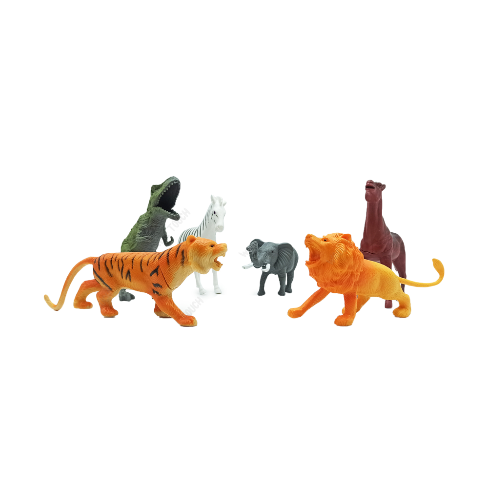 Plastic Mini Jungle Wild Animals Toys - 6 Pcs - Multicolor - 131606714