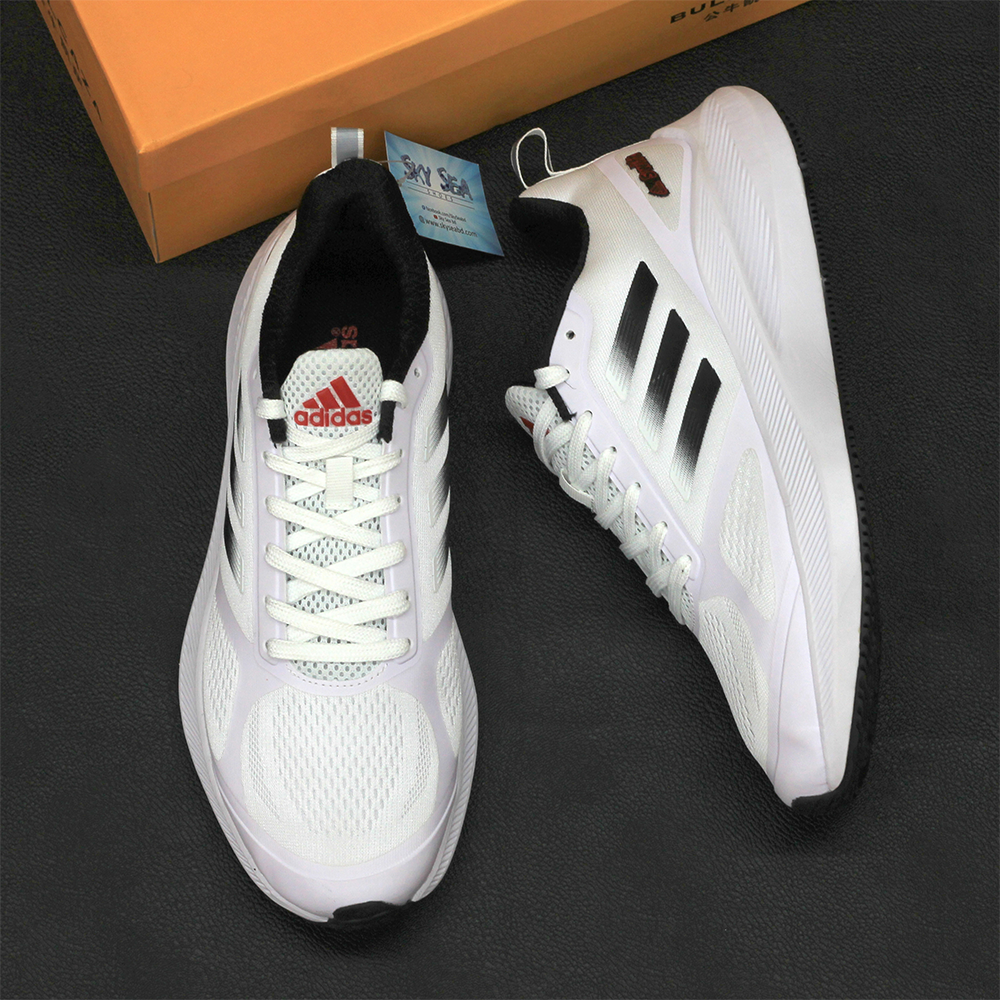 Adidas white best sale running sports shoes