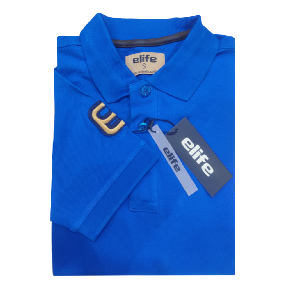 Evaly Cotton Half Sleeve Polo Shirt For Men - Blue