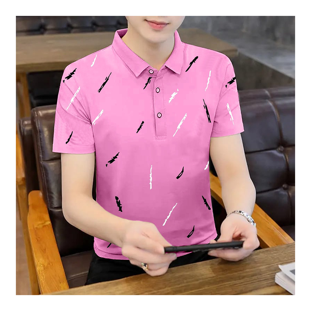 Cotton Half Sleeve Polo T-Shirt for Men - Pink - PT-M10 