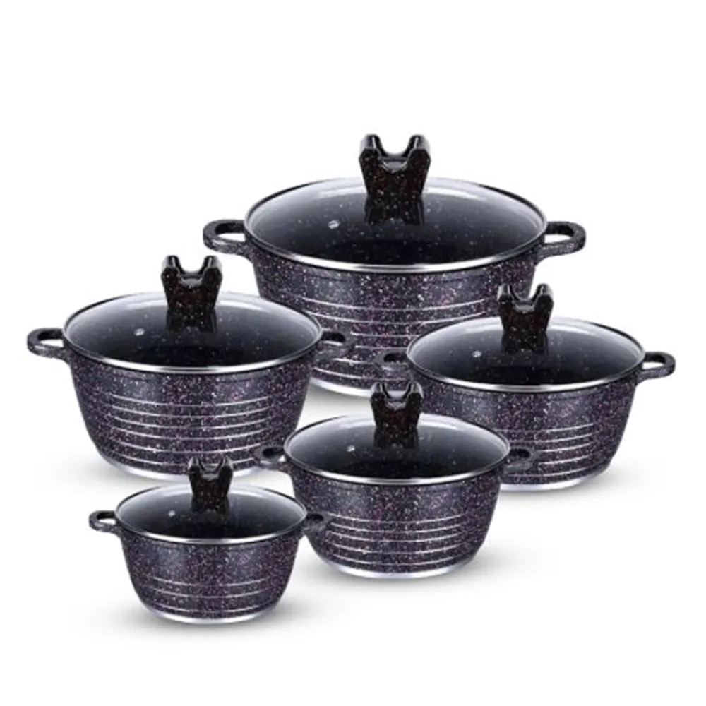 Set of 10 Pcs MGC Marble Coated Aluminum Cookware Set