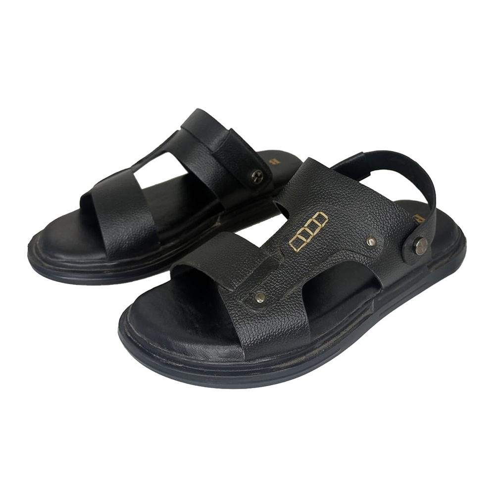 B&W Leather Sandal For Men - Black - BW10557