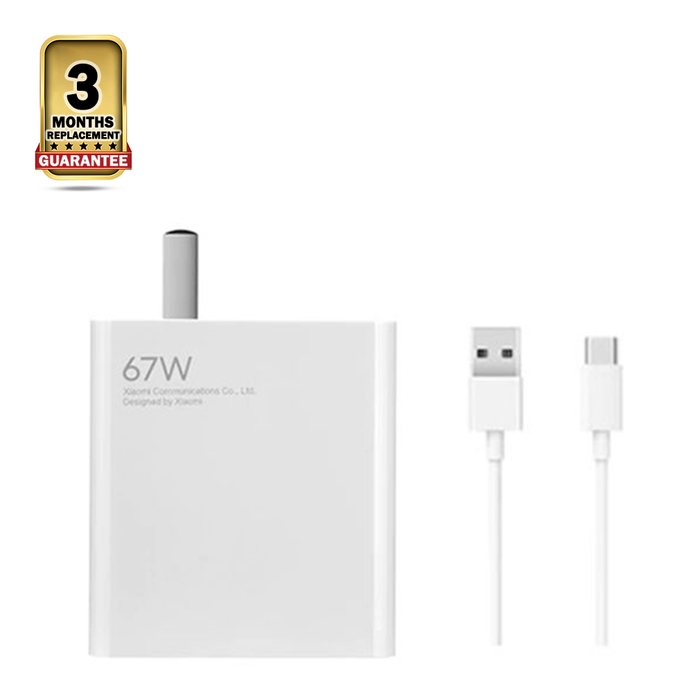 Xiaomi 67W USB-A Fast Charger Adapter with Type-C Cable - White