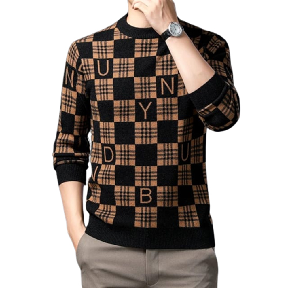 Viscose Cotton Winter Sweater for Men - Black and Green - S-21