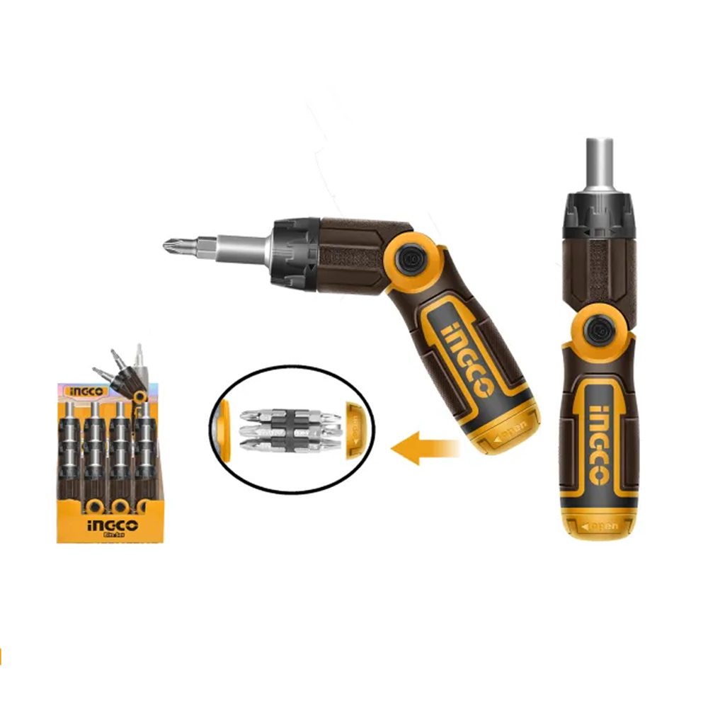 Ingco AKISD1208 Ratchet 13 In 1 Screwdriver Set - Black