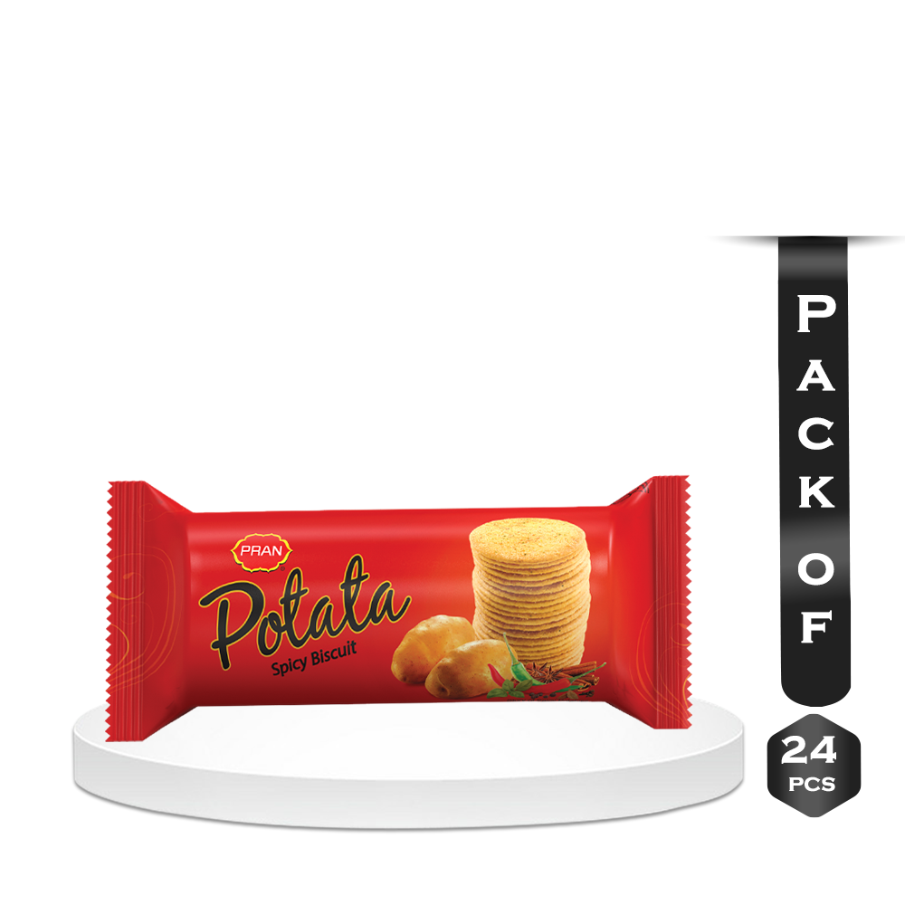 Pack Of 24 Pcs Pran Potata Spicy Biscuit - 100gm