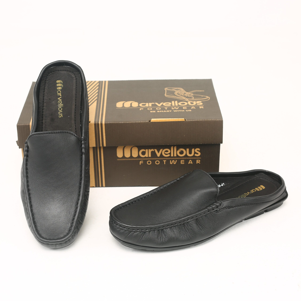 Leather Loafer Shoes For Men - Black - 8440604