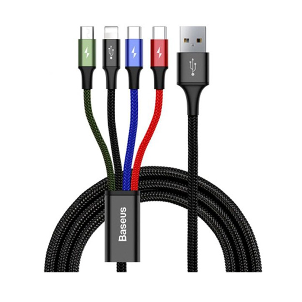 Baseus 4 in 1 Rapid Series 2 Type C - 1 Micro USB - 1 Lightning Cable - Black