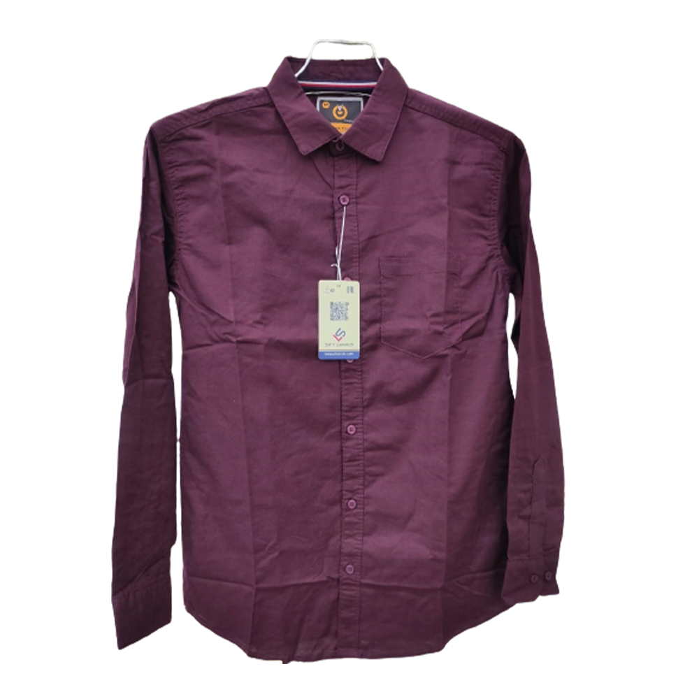 Oxford Cotton Full Sleeve Shirt For Men - Chocolate - OP65