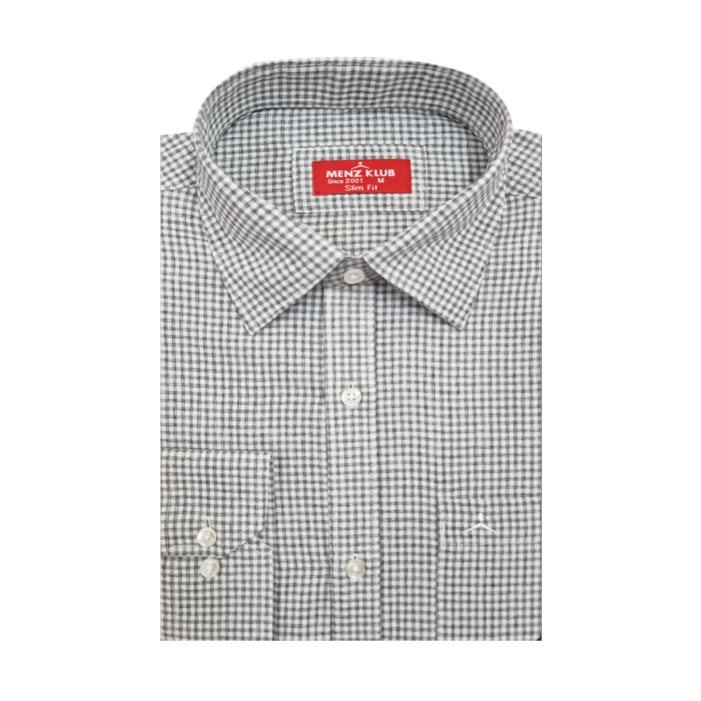 Menz Klub Cotton Full Sleeve Shirt For Men - Light Grey - 2242