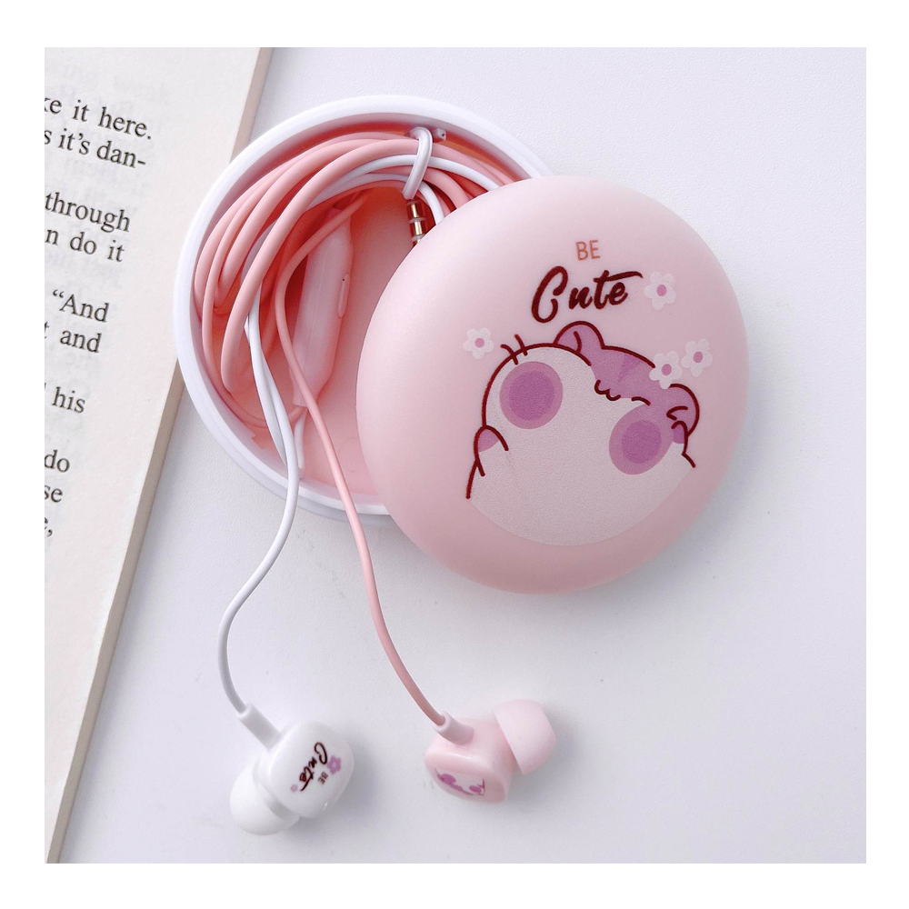 Halfsun EP-012 Cartoon Design Cute Cat Ear Earphone - Pink