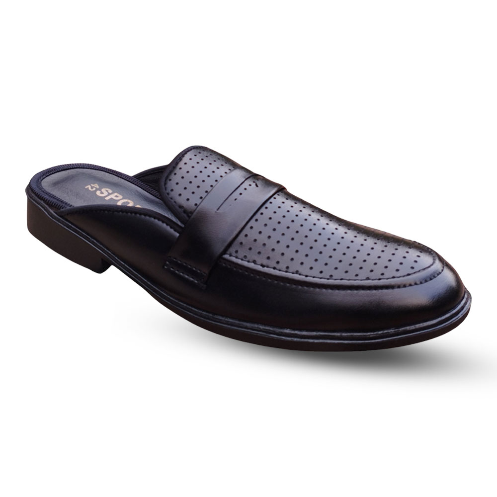 PU & Suit Leather Half Shoes For Men - Black - H3