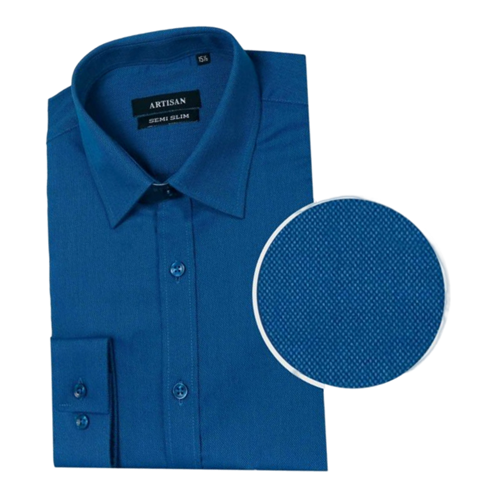 Cotton Full Sleeve Formal Shirt For Men - Royal Blue - NS-350 C-107