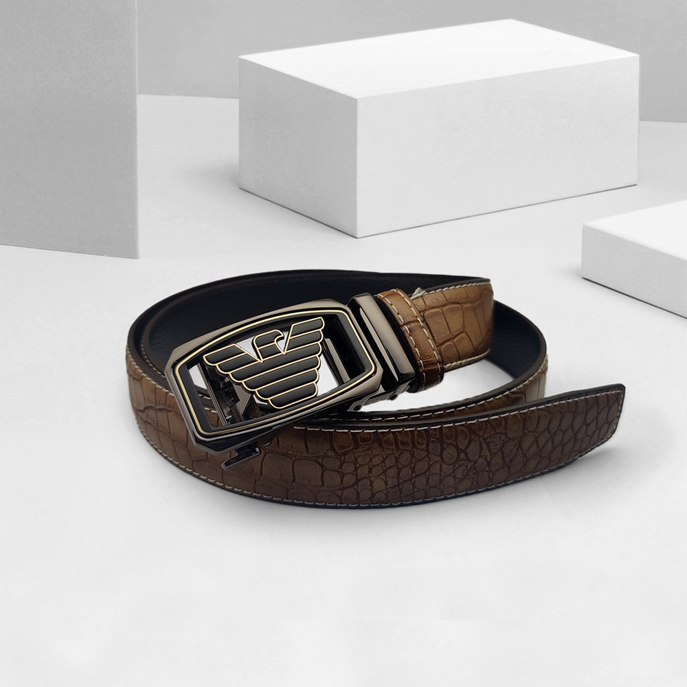 Leather And Metal Belt for Men - Black