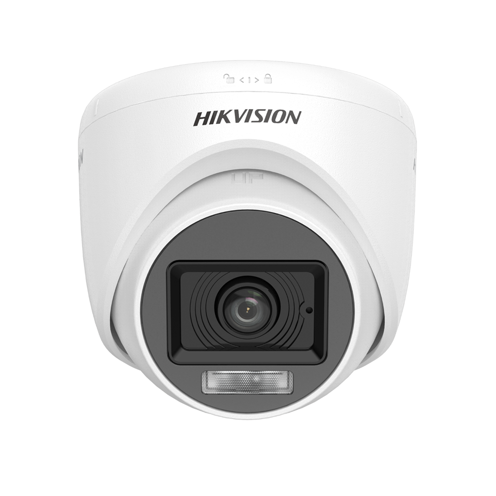 Hikvision DS-2CE76D0T-LPFS 2MP Dual Light Audio Fixed Turret CCTV Camera - White
